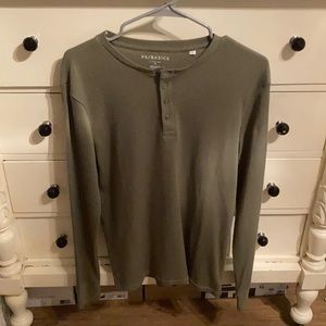 Olive green long sleeved button tee NEVER WORN